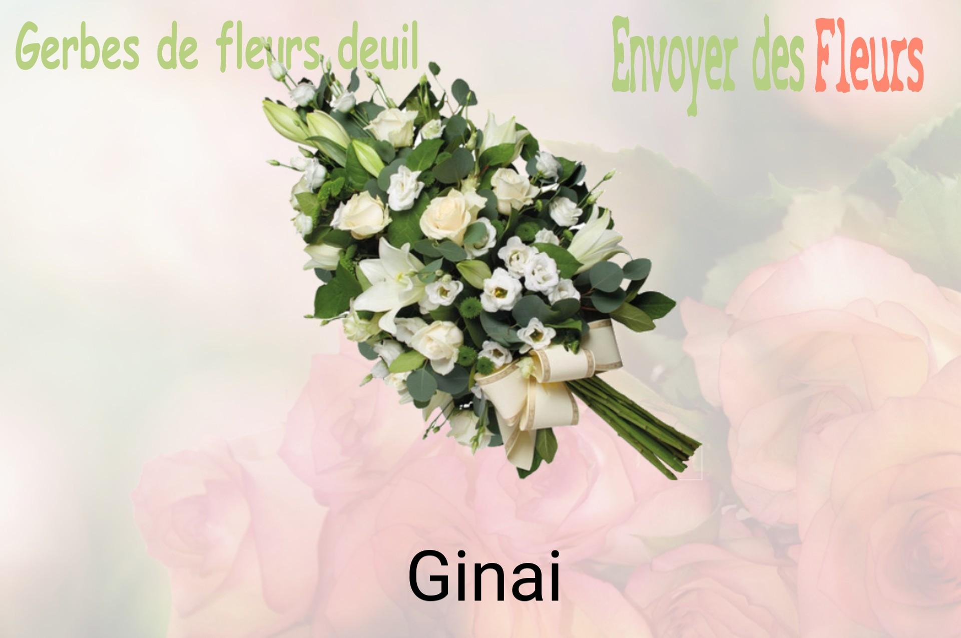 Gerbe de fleurs de deuil livrée à Ginai